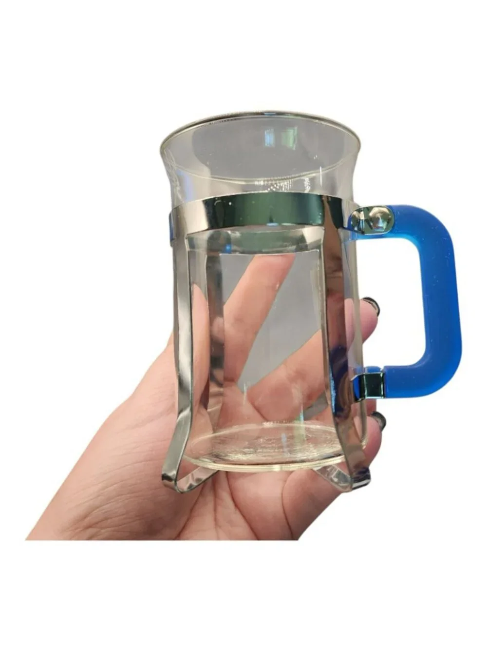 Taiwan Cafe Coffee Cups Metal Cage Blue Acrylic Handles Set Of 4 4